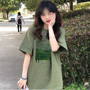 T-shirt feminina 4 cores impressam camisetas para mulheres projetam jovens diárias moda casual estilo coreano básico All-Match Summer Classic 230403