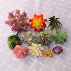 Flores decorativas Plantas de suculentas artificiais Mini pequenos acessórios de decoração da sala do quarto do jardim do jardim de bonsai