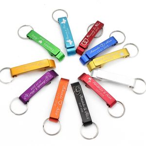 Party Favor 50 Personalized Carved Bottle Opener Keychain Wedding Discount Beer el Restaurant Christmas Private Customization 230404