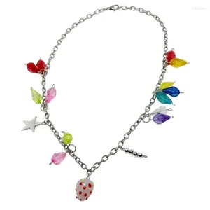 Hänghalsband F42F trendiga Tassels Neckchain Star/Strawberry Necklace för kvinnliga flickor gåvor