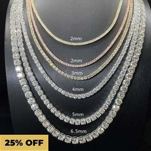 OEM ODM Custom Jewelry Gold 925 Sterling Silver Iced Out 3mm DEF Color VVS Moissanite Diamond Necklace Tennis Chain