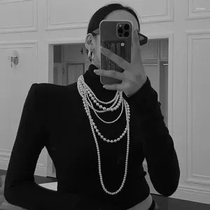 Anhänger Halsketten Imitation Perle Mehrschichtige Damen Halskette Übertriebene Mode High Street Club Party Bankett Für Frauen Schmuck