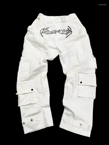 Spodnie damskie talia proste joggery hip-hopowe kieszonkowe ładunki harajuku druk mody mody Pockets Y2K vintage High