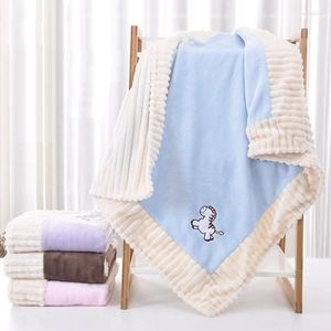 Filtar baby filt broderi stickat fleece tecknad spädbarn swaddle tar emot barnvagn wrap född sängkläder