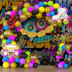 Andra evenemangsfestleveranser tillbaka till 90 -talets tema Balloon Garland Arch Kit Bakgrundsdekoration med DISCO 4D Radio Foil Ballon Retro Carnival 230404