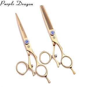 Hair Scissors Professional Hairdressing Scissors 5.5" 6" Purple Dragon JP 440C Swivel Thumb Hair Cutting Scissors Barber Thinning Shears Z9019 230403