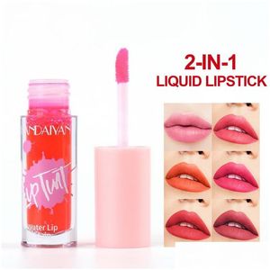 口紅Handaiyan 2 in 1 Liquid Long Last Hydrating Water Lip Tint Glaze Moisturizer Waterproof Non Sticky履きやすい贅沢品Make DHFH2