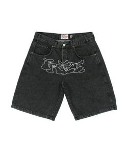 Mens shorts sommar y2k shorts mens casual street trend svart wideleg denim mode allmatch hög midja lösa ins 230404