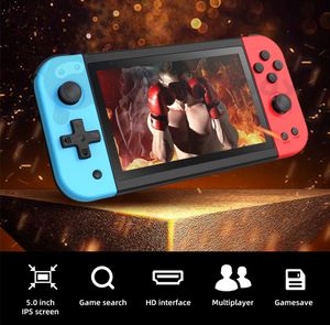 X51 Portable Game Players 5.0 بوصة IPS 800*480 شاشة Retro Retro Handheld Game تدعم HD إخراج Multiplayer Higds X50 Maming Player for MD GB CPS PS