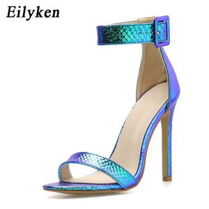 Top Summer Silver Blue Serpentine Peep Toe High Heel Sandals Women Sexy Cinkle Cinkle Wrap Ladies Club Scarpe 230306 230306