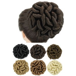 Chignons Soowee Large Size Braided Messy Curly Hairstyle Scrunchies Chignon Dancer Hair Cover Donut Hairpiece Hair Buns Updo for Women 230504