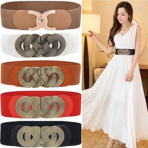 Belts Wide Elastic Waist Belt Ladies Retro Fashion Cinch Stretchy Stylish PU Leather Dress Waistband for Women Z0404