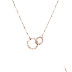 Collane con ciondolo Collana girocollo semplice ed elegante in acciaio inossidabile Infinity Doppi cerchi Anello Drop Delivery Gioielli Collane Pendenti Dhi7R