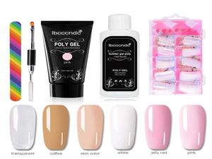 ibcccndc Poly Gel Varnish Set Nail Polish Polygel Kit Quick Builder Extension Hard Gel Camouflage UV Led Lacquer Brush Nail Ti2758896