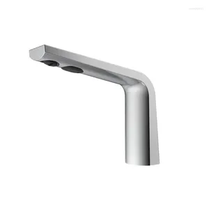 Rubinetti per lavandino del bagno Montaggio su piano Ottone massiccio cromato Rubinetto con sensore automatico Lavabo Rubinetti freddi a infrarossi senza contatto