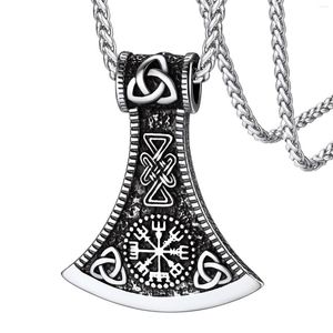 Pendant Necklaces ChainsPro Men Women Norse Viking Jewelry Axe With Retro Rune And Celtic Knot Necklace Stainless Steel CP715