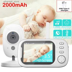 Baby Monitors 3,5 tum Baby Monitor med kameran Trådlös säkerhet Video Alarm Night Vision Home Protection Nanny Lullaby USB Type C Charge New Q231107