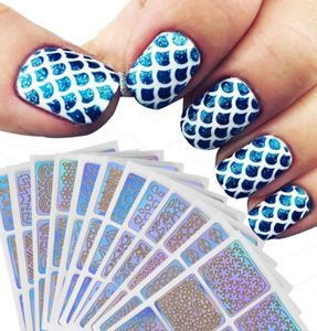 12 Sheets New Nail Art Sticker Set Hollow Irregular Grid Stencil Reusable Manicure Stickers Stamping Template Nail Art Tools 1018202459