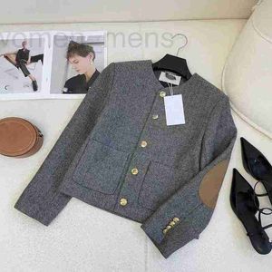 Kvinnorjackor Designer 2023 Autumn/Winter New Nanyou Gaoding Grey HerringBone Pendlar Style French Metal Button Wool Short Coat Emws
