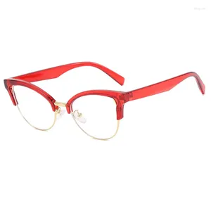 Solglasögon 7 färger kattögon design kvinnor Eyarpiece Kvinnliga anti Blue Light Glasses PC Semi-frame glasögonglasögon Rensningslins