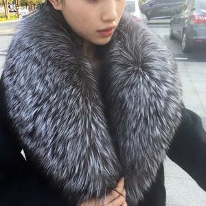 Scarves Real Fox Fur Collar For Women Men Coat Jacket Shawl Wraps Winter Warm Fur Collar Extra Large Size Neck Warmer Fur Scarf ShawlsL231104