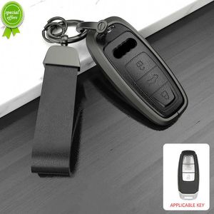 Nowy skórzany aluminiowy samochód zdalny klucz Cover Cover FOB dla Audi A3 A4 B9 A6 A7 4K A8 E-Tron Q5 Q8 C8 D5 SQ8 Auto Key Protector Holder