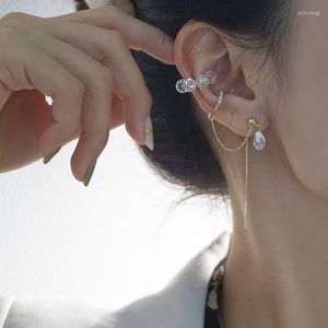 Ryggar örhängen 2023 mode temperament transparent pärlstav kristall i ett stycke öronklämma för kvinnors smycken grossist.