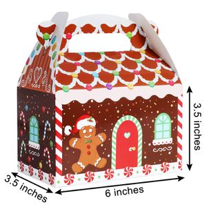 Dekoracje świąteczne pudełka upominkowe ciasteczka Treat 3d Xmas House Cardboard Gable do cukierków wakacyjny przyjęcie przychylne podawanie 6x3,5x3.5 w amotd