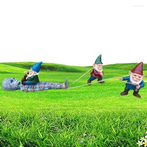 Trädgårdsdekorationer gnome staty främmande utomhusdekor utomhus hartsdekoration dvärguppsättning ufo -tema för uteplats gräsmatta
