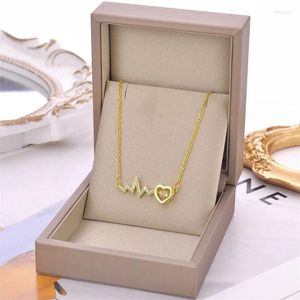 Hänge halsband Little Fresh ECG Love Titanium Steel Necklace Female Personality Light Luxury Lock Design smycken