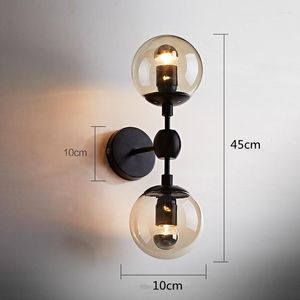 Wall Lamps Nordic LED Lamp Two Ball Glass Living Room Bedroom Proch Kitchen Vintage Home Decor Indoor Lighting Fixture E27 Bulb