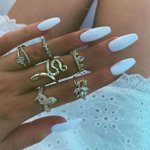 Anelli a grappolo Gold Filled 2023 Summer Fashion Baguette Stone Women Finger Cz Asfaltata Classic Animal Snake Shape Wrap Delicate JewelryCluster