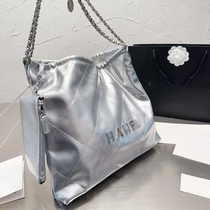 Womens 22 Shopping Shoulder Bags Designer Oil Waxed Calfskin Classic Matelasse Silver Metal Hardware Letter Chain Crossbody Large Capacity Handbags With Wallets