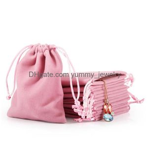 Jewelry Pouches, Bags New Veet Jewelry Dstring Cord Gift Bags Pink Ice Gray Dust Proof Cosmetic Storage Crafts Packaging Pouches For B Dhvtr