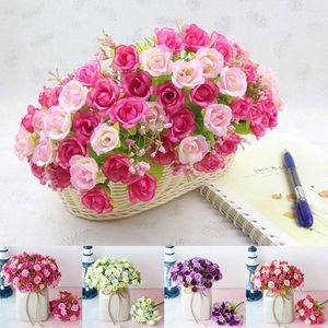 Decorative Flowers 1Pc Faux Home Garden Decor Household Products Pography Props Artificial 21Head Fake Plants Plastic Rose