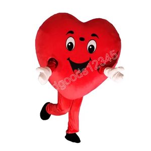 Yüksek Kaliteli Kırmızı Kalp Aşk Maskot Kostümleri Cadılar Bayramı Fantezi Parti Elbise Karikatür Karakter Karnaval Xmas Reklam Doğum Günü Partisi Kostüm Kıyafet