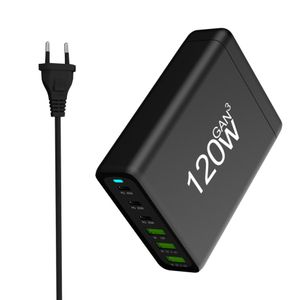 Carregador GaN 120W Carregamento rápido USB C PD CARREGOR QC3.0 Carregador USB de carga rápida para IP para tablet 3A3C