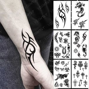 5 PC Tattoos temporários Tattoo temporário Tattoo Dragono escuro Flash Tatoo Maori Tribal Totem Arm Wrist Tatto Fake For Body Art Mulheres Meninas Z0403