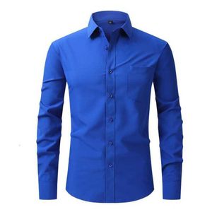 Camicia a maniche lunghe di dimensioni americane a quattro lati elastica resistente alle rughe solide business professionista casual professionale 2v2v