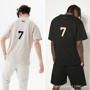 FOG Season 7 Main Line 7-line Flocking Short Sleeve American High Street Men's and Women's Fashion Brand Casual Pure Cotton Couple T-shirt