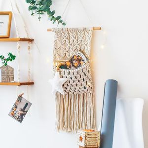 Cameses Creative Ins Macrame Duvar Tutucu Sepet Küçük Posta Harfleri Depolama Organizatör Handwoven Goblen Cep Boho Home Decortap