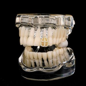 مغني الراب الهيب هوب أسنان الأسنان Grillz Gold Braces Hollow Out Crucifix Single Tooth Fashion المجوهرات