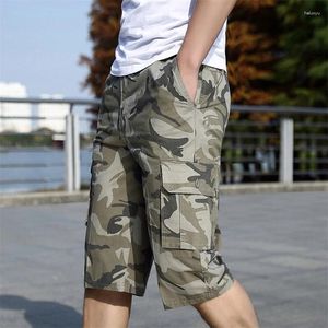 Shorts masculinos plus size 6xl carga homens 2023 verão kn multi bolso casual algodão cintura elástica bermudas calças masculinas camuflagem