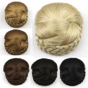 Synthetic Wigs Soowee 6 Colors Knitted Braided Hair Clips In Chignon Synthetic Hair Donut Fake Hair Bun Headwear Hair Accessories for Women 230403