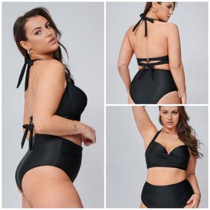 Damen Bademode 2023 Plus Größe 8XL Frauen Sexy Soild Bikini Set Push Up Badeanzug Hohe Taille Badeanzug