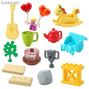 Küchen Spielen Essen Große Bausteine Zubehör Schaukelpferd Gitarre Lithotripsie Kuchen Baby Warenkorb Ballon Spielen Haus Pädagogisches Spielzeug Für KinderL231104