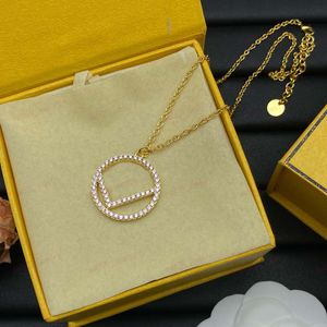 New luxury designer necklace, 18K gold copper material, Alphabet Zircon circle hoop pendant necklace, high quality jewelry, gifts, wholesale