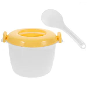 Dubbelpannor Mikrovågsugn Lunch Box Mini Rice Cooking Container Small Cooker Making Maker Cups Plastic Home Steamer