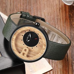 Armbandsur män trä klocka svart karboniserad bambu vit läder kvarts armbandsur manlig handledsklockor träklocka reloj de madera hombres