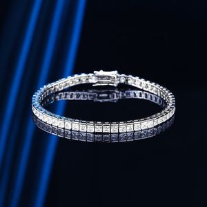 14K Gold Trendy Princess Cut Lab Diamond Bangle Bracelet Engagement Wedding Bracelets For Women Bridal Tennis Party Jewelry Gift